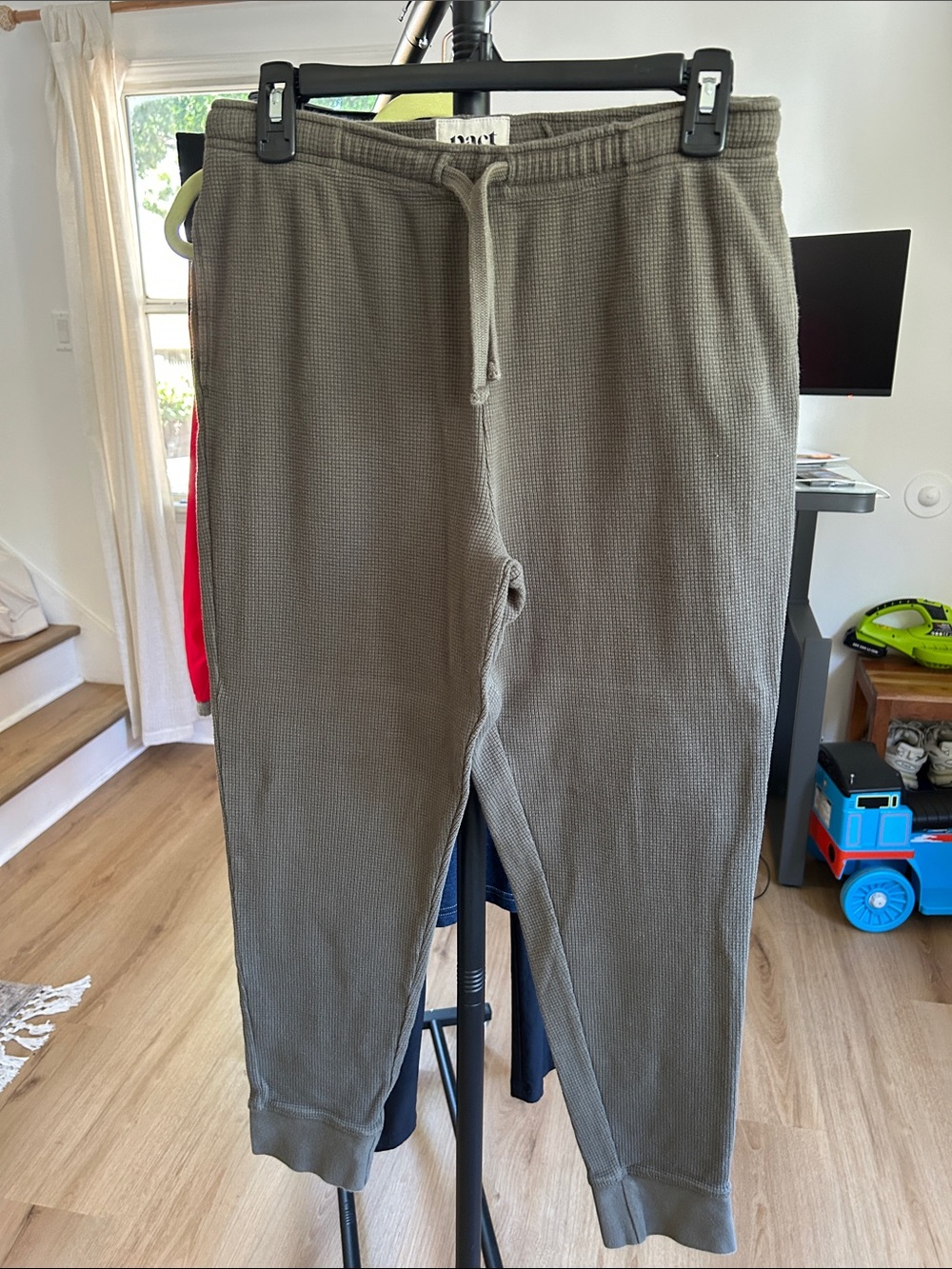PACT Thermal Joggers. Size medium. 27” inseam. Pockets/drawstring